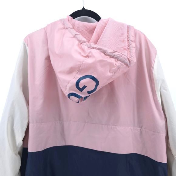 Guess Mens Colorblock Hooded Half Zip Pullover Windbreaker Zipper Front Pocket L - Picture 11 of 13